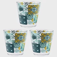 《EXCELSA》寬口玻璃杯3入(花磚250ml) | 水杯 茶杯 咖啡杯
