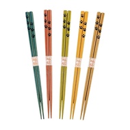 Vintage+Retro Home Made In Japan KAWAI Lucky Cat Foot Morandi Color Dishwasher Wooden Chopsticks 5pc