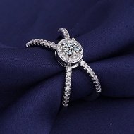 Petchara Jewelry แหวนเพชรโมอีสผู้หญิง 50 ตังค์ เงินแท้ S925 น้ำ 100-98 D-VVS1 : D2019