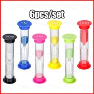 YB2 6Pcs Sand Timer Colored Hourglass Sand Clock Timer 30 sec 1 min 2 mins 3 mins 5 mins 10 mins YB2