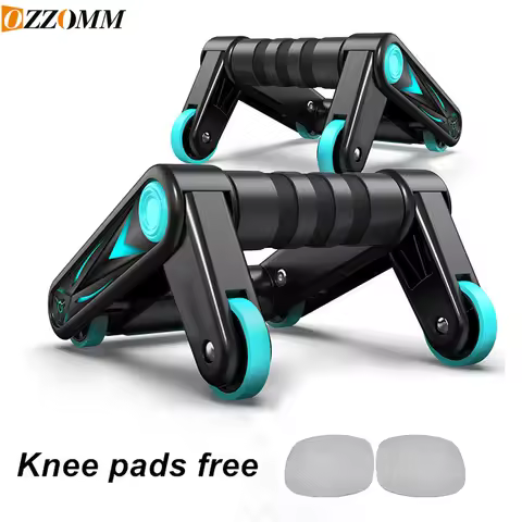 1PCS Heavy Duty 2-in-1 Ab Roller & Push Up Bar | Supports 450LBS, Foldable with Knee Pad for Home Co