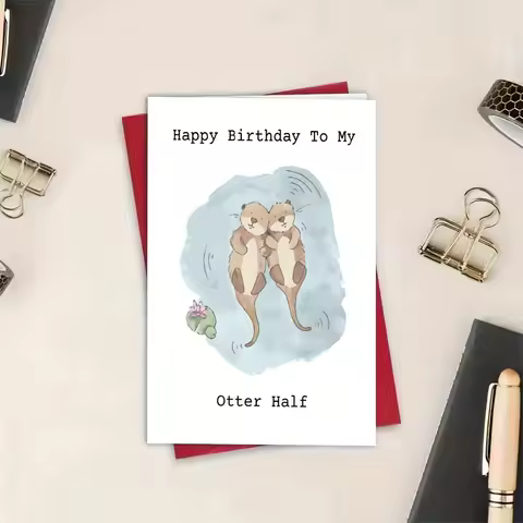 1PC My Otter Half Birthday Card Husband Birthday Cards Funny Wife Girlfriend Birthday Card Greeting 