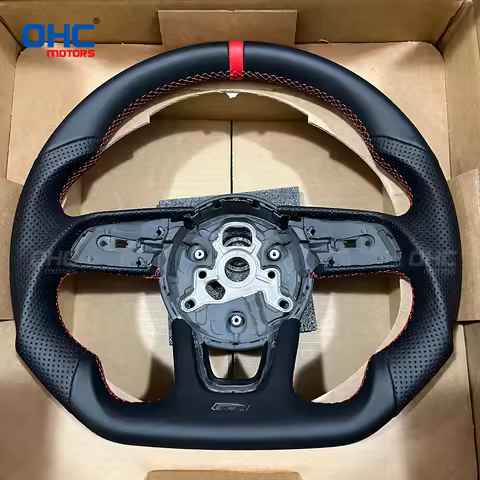 OHC Black Smooth Leather Steering Wheel For Audi RS3 RS4 RS5 A3 A4 B9 A5 S3 S4 S5 2017-2021 Improve 