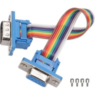 Generic IDC Rainbow Wire Flat Ribbon Cable DB9 Male to DB9 Female 3.9 Inch Length 2.54mm Pitch Bread