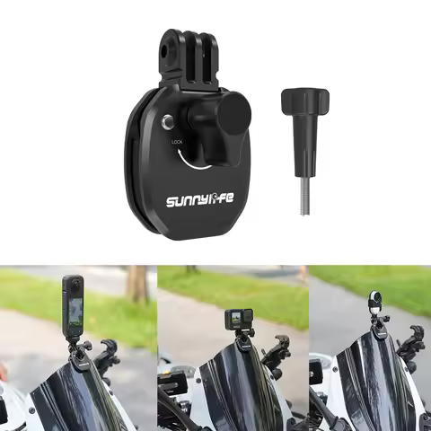 Motorcycle Windshield Mount for DJI Osmo Nano/360/Action 5 Pro/GoPro 13/Pocket 3 Aluminum Alloy Clip