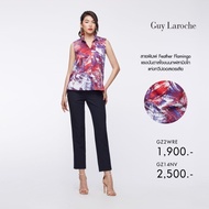 Guy Laroche เสื้อตรุษจีน เสื้อผู้หญิง Soft cotton Feather ปกเชิ้ต แขนกุด สีแดง (GZ2WRE)