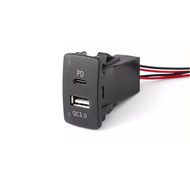 For Honda Fit 08-13 Accessories Car Dual USB PD Charger Socket  Adapter QC3.0 Power Outlet Switch Fa