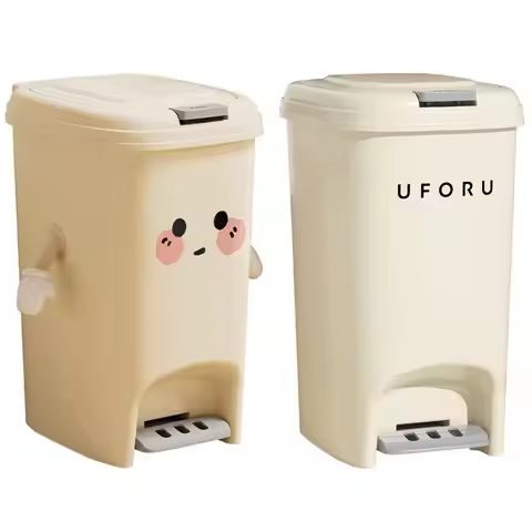 Waterproof 8/10/15/20L Trash Can with Lid Step-on Design Refuse Bin Waste Bin Living Room