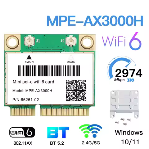 Dual Band WiFi 6 AX3000H Card MPE-7260AC For Mini Pcie Adapter Bluetooth 5.2 Wireless Adapter 2.4G/5