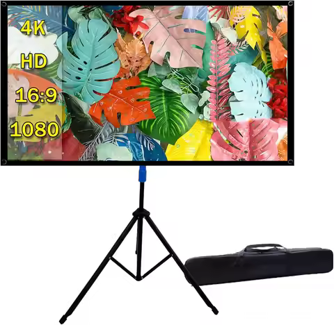 60" Outdoor Projector Screen with Stand, 4K HD 1.5-Gain, Wrinkle-Resistant, 160° Viewing Angle for M