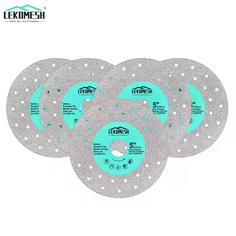 LEKOMESH 5Pcs Multi Hole Dekton Saw Blades Dia75/115/125mm Ultra-Thin Rock Cutting Grinding Disc Mar