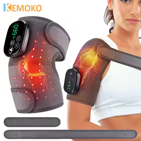 KEMOKO LED Knee Massager Wireless Control Heating Vibration Knee Pad Electric Heated Shoulder and Kn
