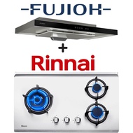 FUJIOH FR-MS1990R 90CM SLIMLINE HOOD WITH TOUCH CONTROL + RINNAI RB-73TS 3 BURNER STAINLESS STEEL GAS HOB