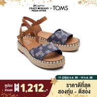 TOMS รองเท้าแตะลำลองผู้หญิง รุ่น Abby Navy Multi Embroidered Floral Leather (CC) รองเท้าลิขสิทธิ์แท้