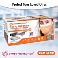 CROSS PROTECTION ASTM LEVEL 3 SURGICAL FACEMASK -RES-Q 300 ULTRA (Earloop) -40PCS PER BOX