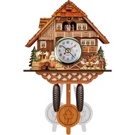 AT/💛Cuckoo Alarm Clock Bird Hourly Chiming Wall-Mounted Cuckoo Wall Clock Gugu Time Alarm Clock Nordic Retro Living Room