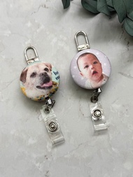 客製化 |  麂皮 不鏽鋼伸縮扣 護士夾/證件夾/鑰匙扣+防水證件套