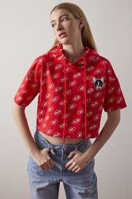 ESP เสื้อฮู้ดดี้ผ้าสเวตลายเฟรนช์ชี่ ผู้หญิง สีแดง | Frenchie Hoodie Sweatshirt | 06168