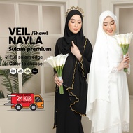 [NAYLA VEIL] PREMIUM Selendang Nikah, Selendang Sulam, Veil Off White, Shawl Sulam Biku, Veil sulam 