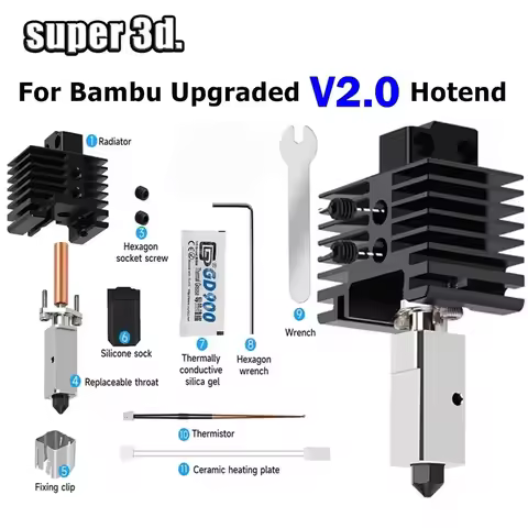 Hotend Upgrade V2.0 For Bambu Lab x1 Bi Metal Throat Nozzle Hardened Steel 500°C For Bambu Bamboo Ca