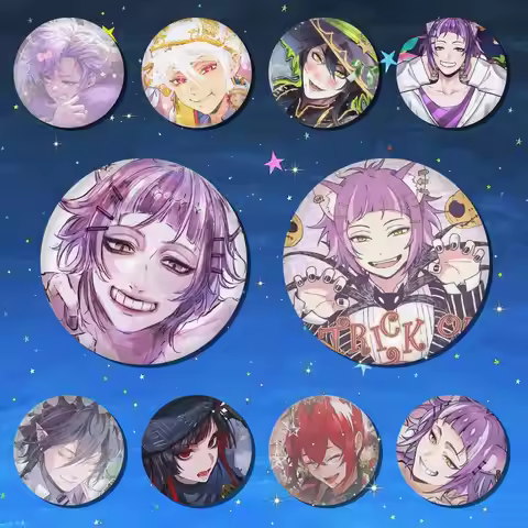Twisted-Wonderland Round Snap-in Brooches Rock Band Lapel Pins Badges Fan Collection Accessories Jew