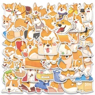 50 pcs Funny Mr Corgi Cartoon Dog Waterproof PVC Stickers