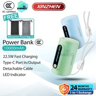 【3C Certified】Xinzhen T08 10000mAh Powerbank 22.5W Fast Charging Power Bank Detachable Cable Mini Xi