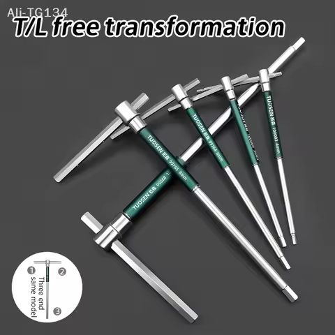 T/L 2/2.5/3/4/5/6/8/10mm Torx Screwdriver T Type Allen Hex Wrench Chrome T-shaped Hand Tool Extended