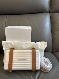 RIMOWA Aluminium Personal Crossbody Bag Silver Tan Leather 手袋