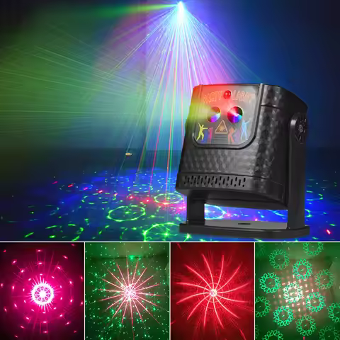 Remote 60 Patterns Projector Part DJ Lights Disco Car Effect R&G Laser Bar Bedroom Christmas Decorat