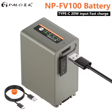 NP-FV100 NP FV100 Battery with Type-C 20W input Fast charge for Sony HDR-CX700E PJ50E 260E NP-FV30 N