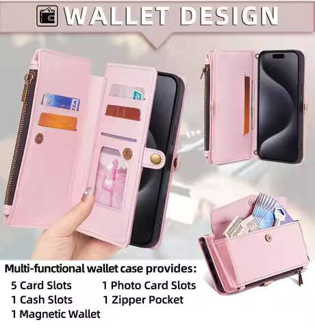 Crossbody Lanyard Leather Zipper Pocket Phone Case for Vivo Y39 Y38 Y36 Y36 Y35 Y31 Y30 Y29 Y28 Y27 