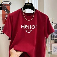 M-4XL Premium Cotton Tshirt Women Plus Size Short Sleeve Red Tee