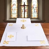 TALPGOD 4 Pack Altar Supplies Linen Corporal for Churches Set (Pall,Corporal,Purificator,Towel) Whit