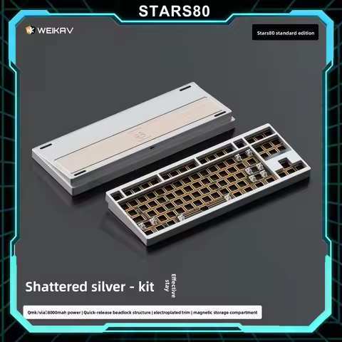 Weikav STARS80 Aluminum Mechanical Keyboard Kit Tri-Mode Bluetooth 2.4GHz USB Keyboard Dual Gasket 8