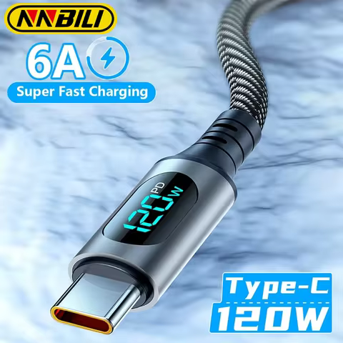 NNBILI Type C Cable 120W USB Super Fast Charging Phone Charger Wire For oppo vivo iqoo Huawei USB C 