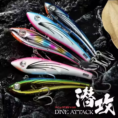 ECOODA Dive Attacke Sinking Hard VIB 92g 13.5CM Deep Sea Wobbler Stickbait Artificial Bait Tuna GT F