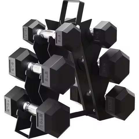 Premium Rubber Encased Hex Dumbbell Sets for Home Gym Fitness Training: 46LBS 60LBS and 100LBS Optio
