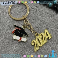 LAY Metal Keychain, Gown Cap Stainless Steel Graduation Cap Keychain, 2024 Doctoral Hat Commemorative Graduation Season Commemorate Key Holder Graduation Season