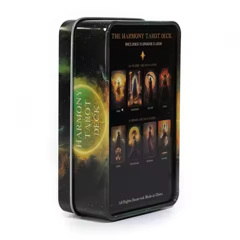 Harmony Tarot In A Tin with Gilded Edges 78 Pcs Cards Tarot Deck with Guidebook for Beginners 10.3x6