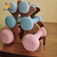 Dynwave Three-Tier Dumbbell Rack Wood 3 Tier Dumbbell Rack Open Frame Compact Weight Holder for Home