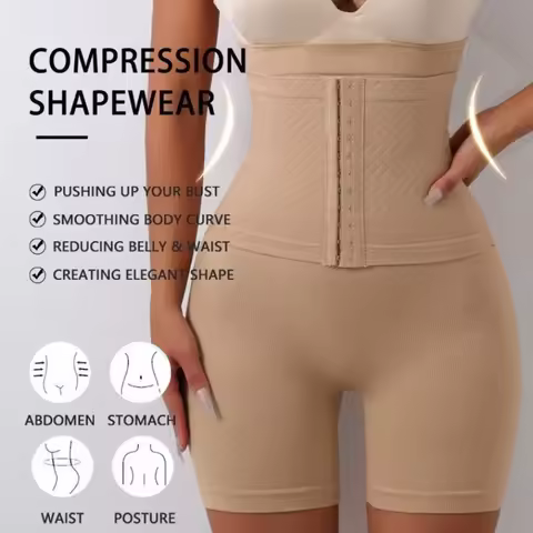 High Waist Enhancing Button Tummy Control Panties for Women Anti-Exposure Hip Lift Shaping Waist Cin