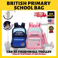 JOM KELLY Trolley School Bag Primary School Bag Trolley Rolling Backpack Beg Beg Sekolah School Bag 