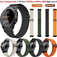 QuickFit Hook Loop Nylon 22 26mm Watchband Strap For Garmin Fenix 7X 7 Pro 6X 6Pro Solar 5 5X Plus EPIX Gen 2 Bracelet Wristband