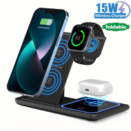 Wireless Charging Station 3-In-1 Standard 15W Fast Charger Stand, Suitable For IPhone 16 15 14 13 12