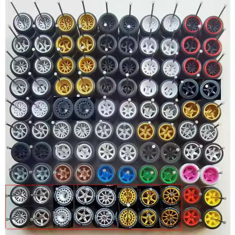 50sets（for 50 cars）11mm/14mm Size 1/64 Alloy Car Wheels with Rubber Tires for 1:64 Matchbox/Domeka/H