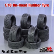【READY STOCK】RCD 1/10 On-Road Rubber Tyre for 52mm Wheel rim