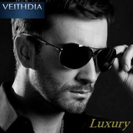 [READY] Kacamata Pria Hitam Luxury Aviator Original Veithdia Polarized