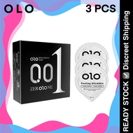 OLO | 001 UltraThin Condoms | Thin Condom 3pcs/Box | Kondom 001 Nipis | Hyaluronic Acid