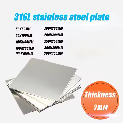 2mm Thick 316L Stainless Steel Square Plate 50x50 100x100 150x150 200x200 250x250 300x300 400x300mm 